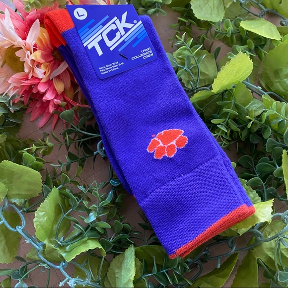 Men's Clemson College Blue Orange Socks Size 10-13 Shoes size 8-12 - Picture 5 of 6